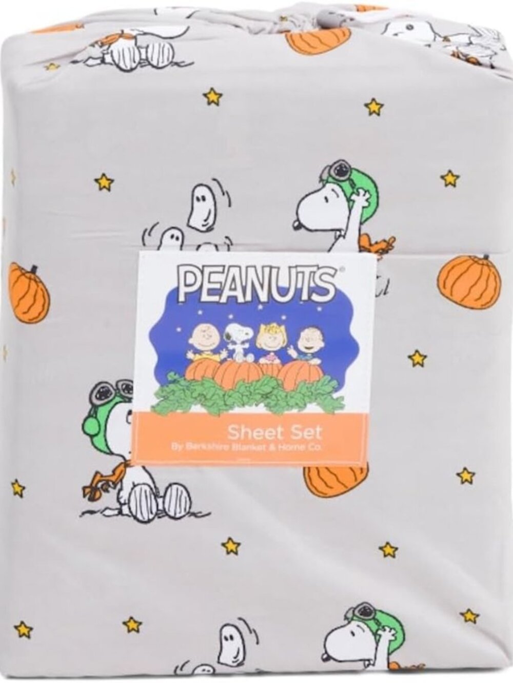 Cozy Halloween Peanuts Themed Queen Sheet Set - Red Baron & Ghosts Design